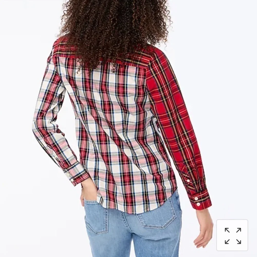 NWT J. Crew Mixed-tartan plaid button down shirt in signature fit